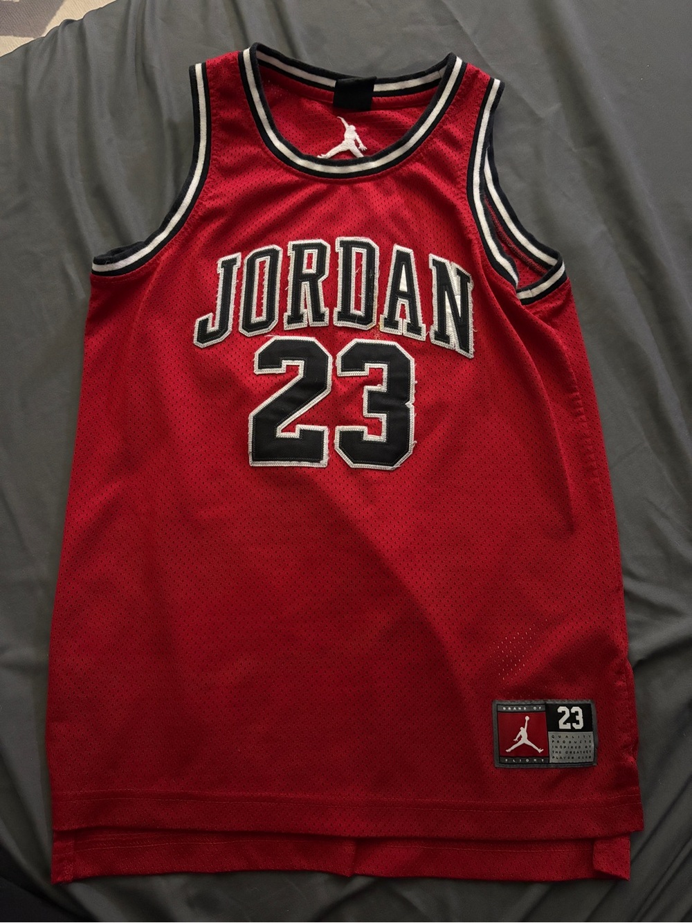 Jordan Red & Black 23 Mesh Basketball Jersey (Youth Med)